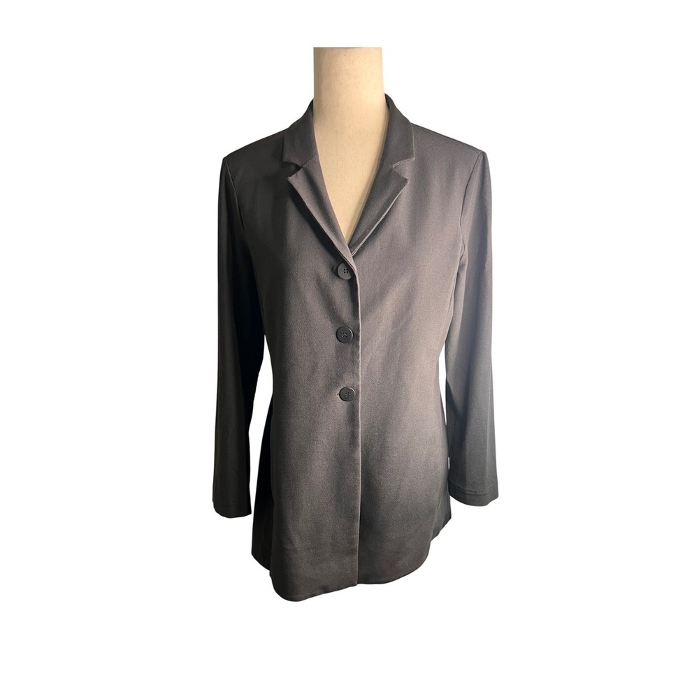 Eileen Fisher Gray Ponte Knit Longline Blazer Jacket Size Small $269